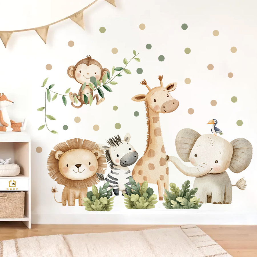 Baby Nursery Labels - Stiker Dinding Hewan Hutan Boho untuk