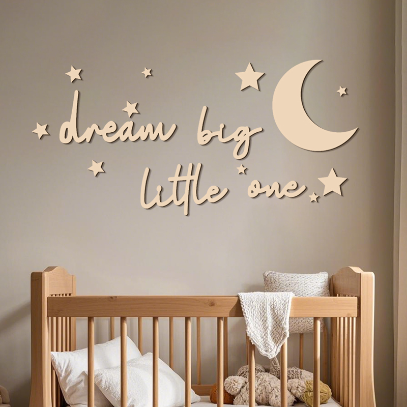 Baby Nursery Labels - Mimpi Besar Si Kecil Tanda Kayu