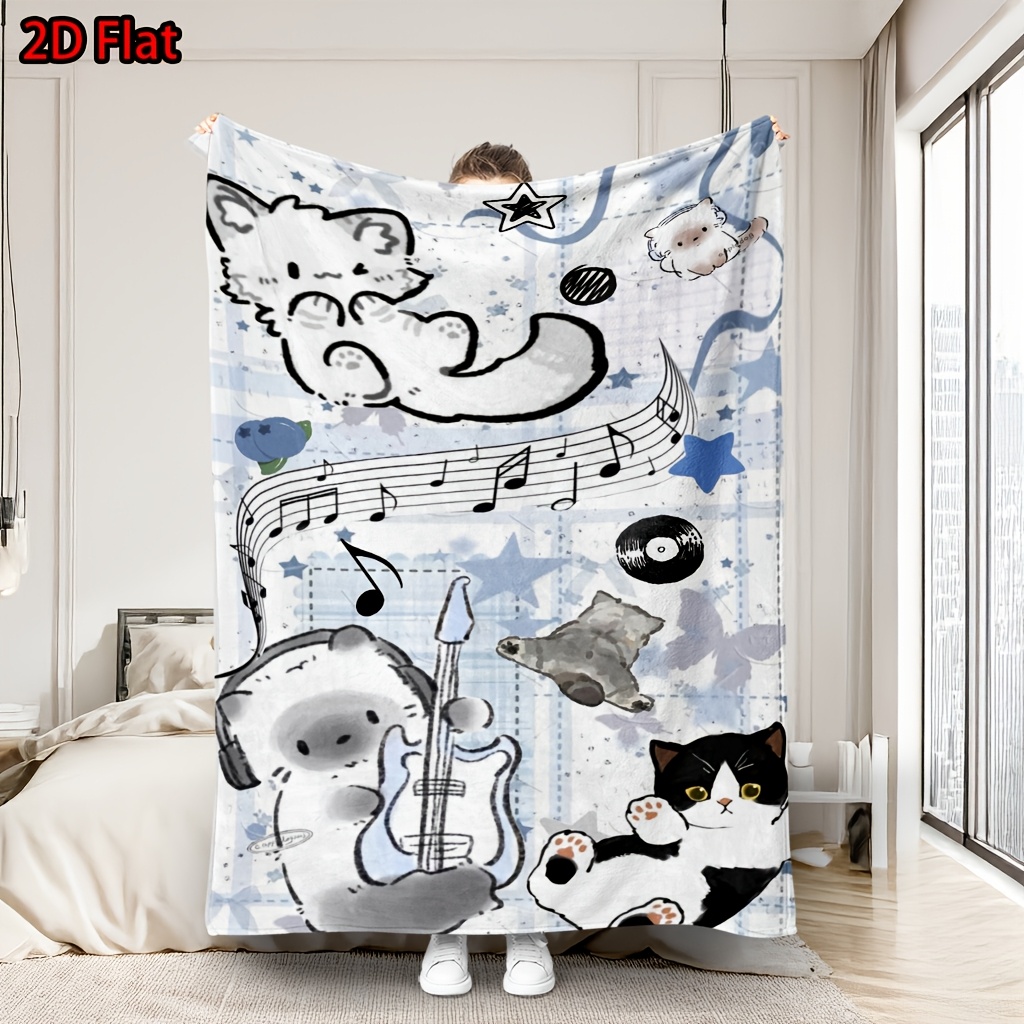 Baby Nursery Animal Theme - Selimut Boneka Bertema Musik Kucing Beruang