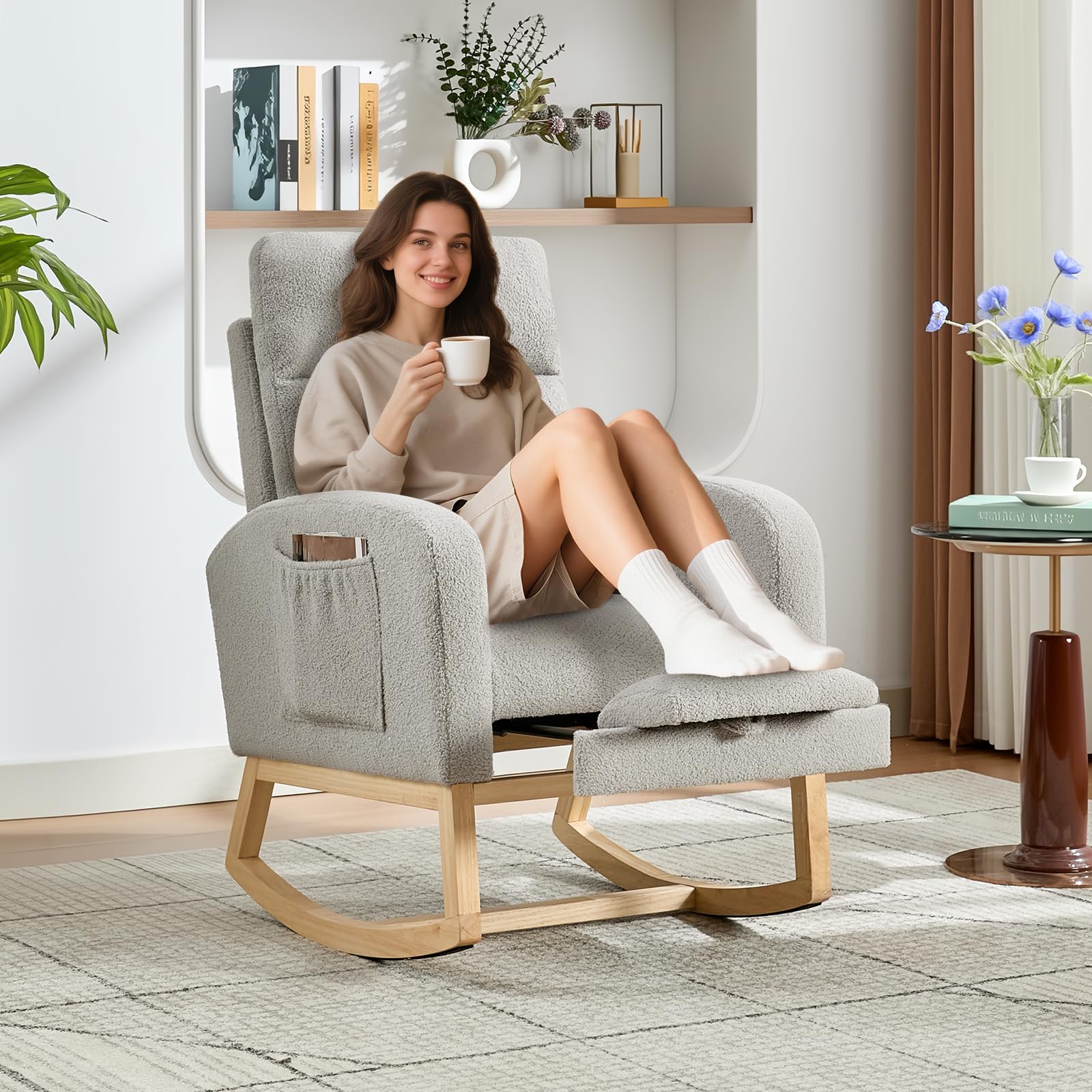 Baby Nursery Rocking Chair - Kursi Goyang Modern untuk Kamar Bayi,