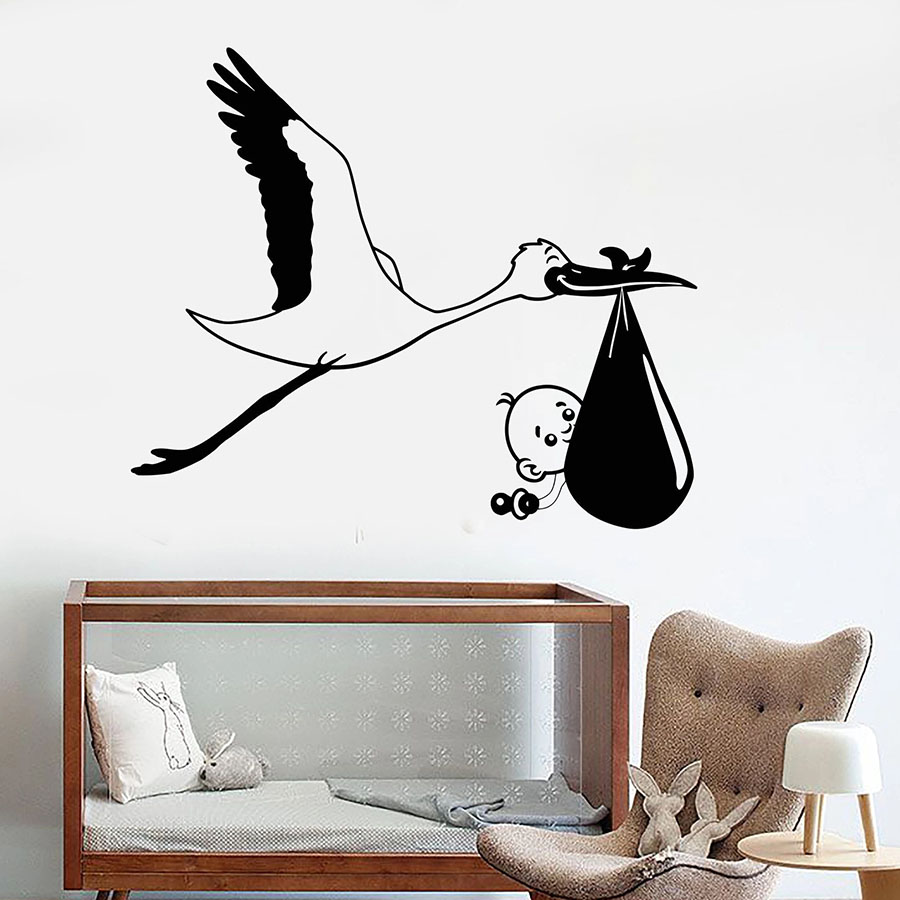 Baby Nursery Murals - Dinding Bangau Burung Pembibitan Anak Bayi