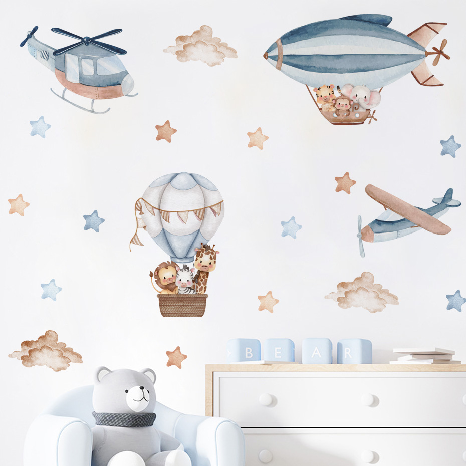 Baby Nursery Labels - Cat Air hewan panas balon udara
