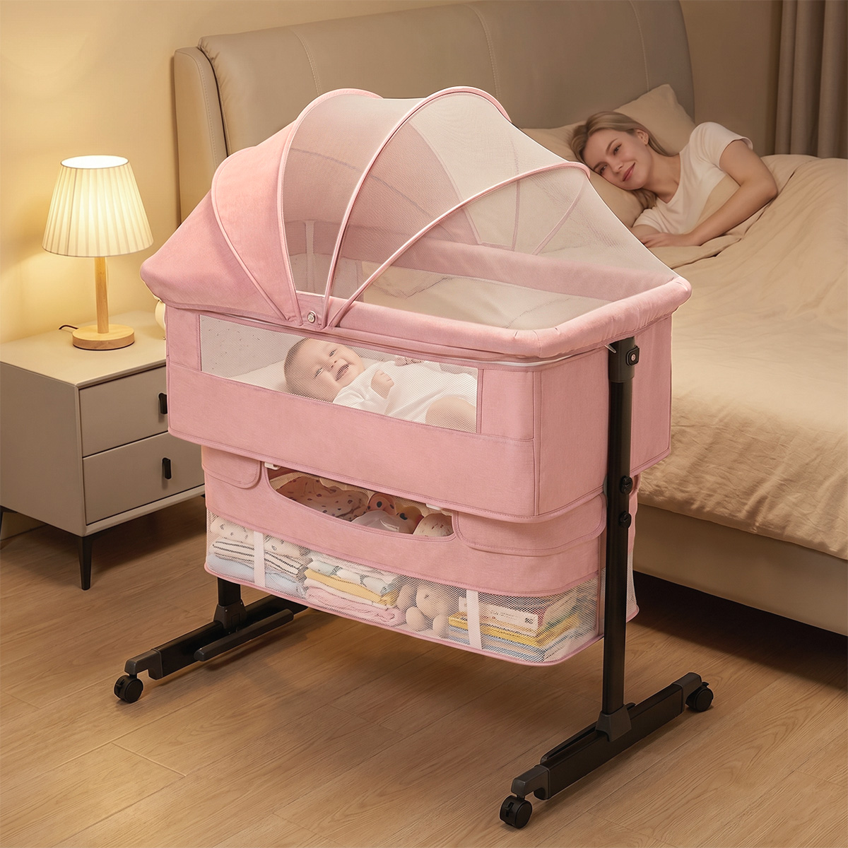 Bassinet Bedside Sleeper - Tempat Tidur Bayi Kmaier dengan Kelambu