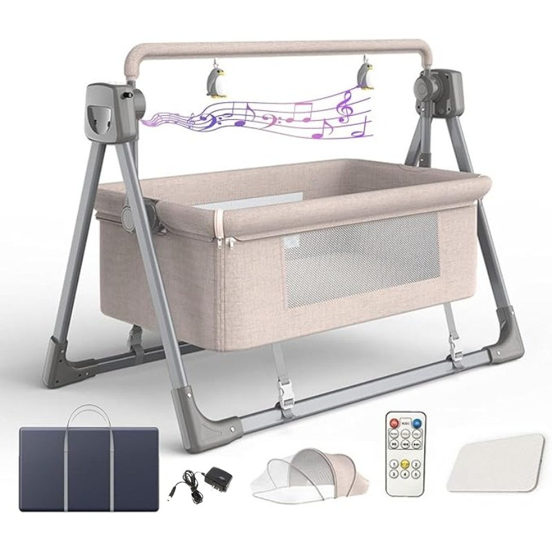 Bassinet Bedside Sleeper - Tempat Tidur Bayi Otomatis, Keranjang Bayi