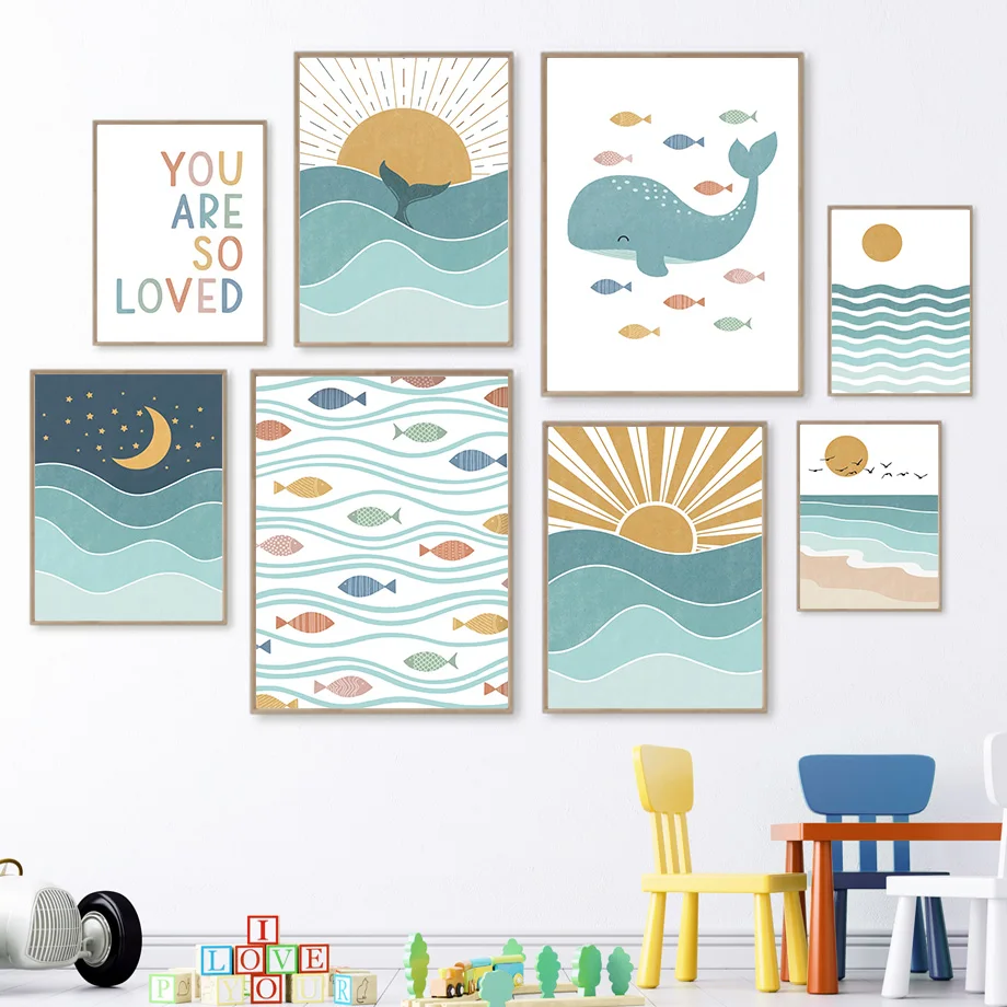 Baby Boy Nursery Quotes - 1 Buah Poster Lukisan Kanvas Seni