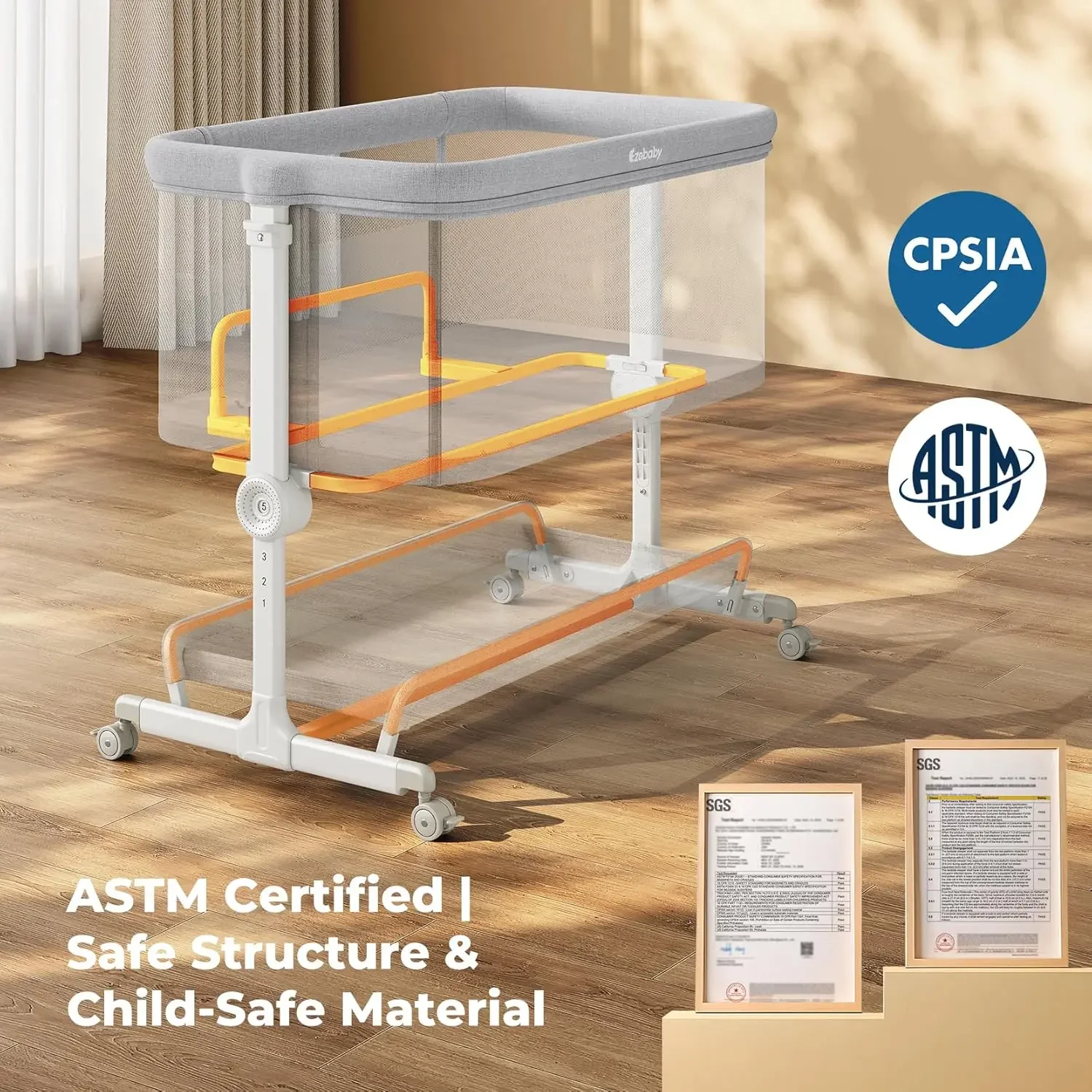 Bassinet Bedside Sleeper - Tempat Tidur Bayi Portabel, Kasur Bayi