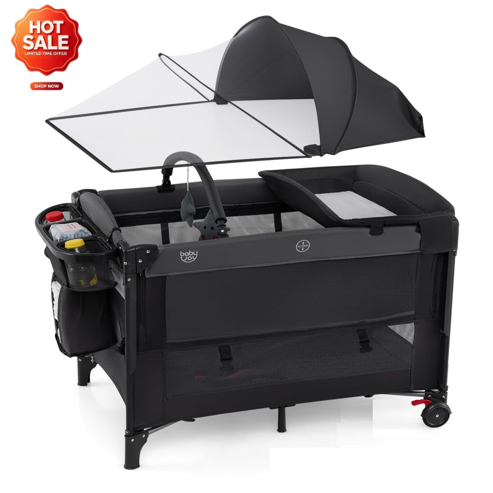 Bassinet Bedside Sleeper - Tempat Tidur Bayi 5-in-1 dengan Kanopi,