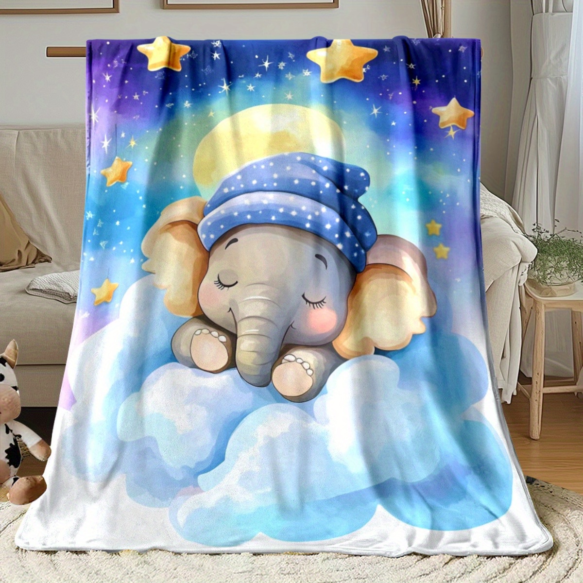 Baby Nursery Animal Theme - Selimut Bulu Lembut Bayi Gajah Tidur