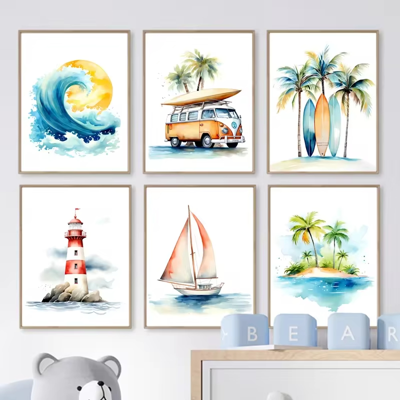 Surf tema laut pembibitan merc - Baby Nursery Themes ulasan dan harga