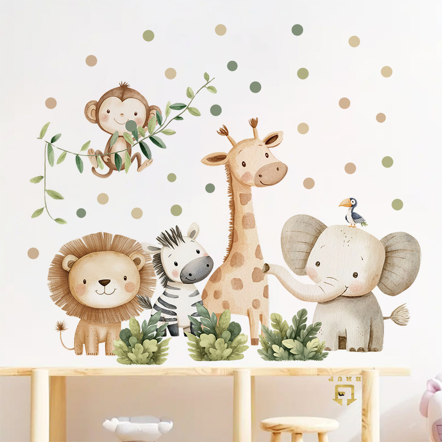 Stiker Dinding Hewan Hutan Boh - Baby Nursery Labels ulasan dan harga