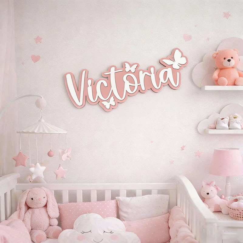 1 Buah Plakat Nama Kayu Kupu-k - Baby Nursery Ornaments ulasan dan harga