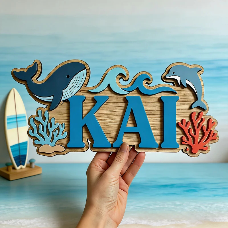 Papan Nama Kayu Bertema Paus d - Baby Nursery Themes ulasan dan harga