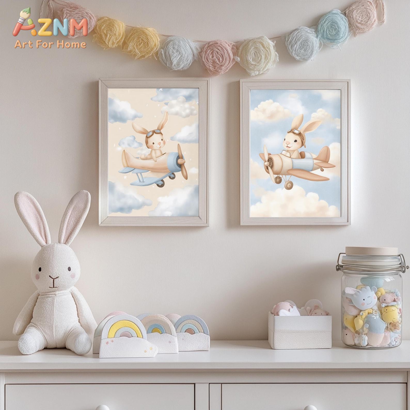 Set Seni Dinding Pesawat Kelin - Baby Nursery Animal Theme ulasan dan harga