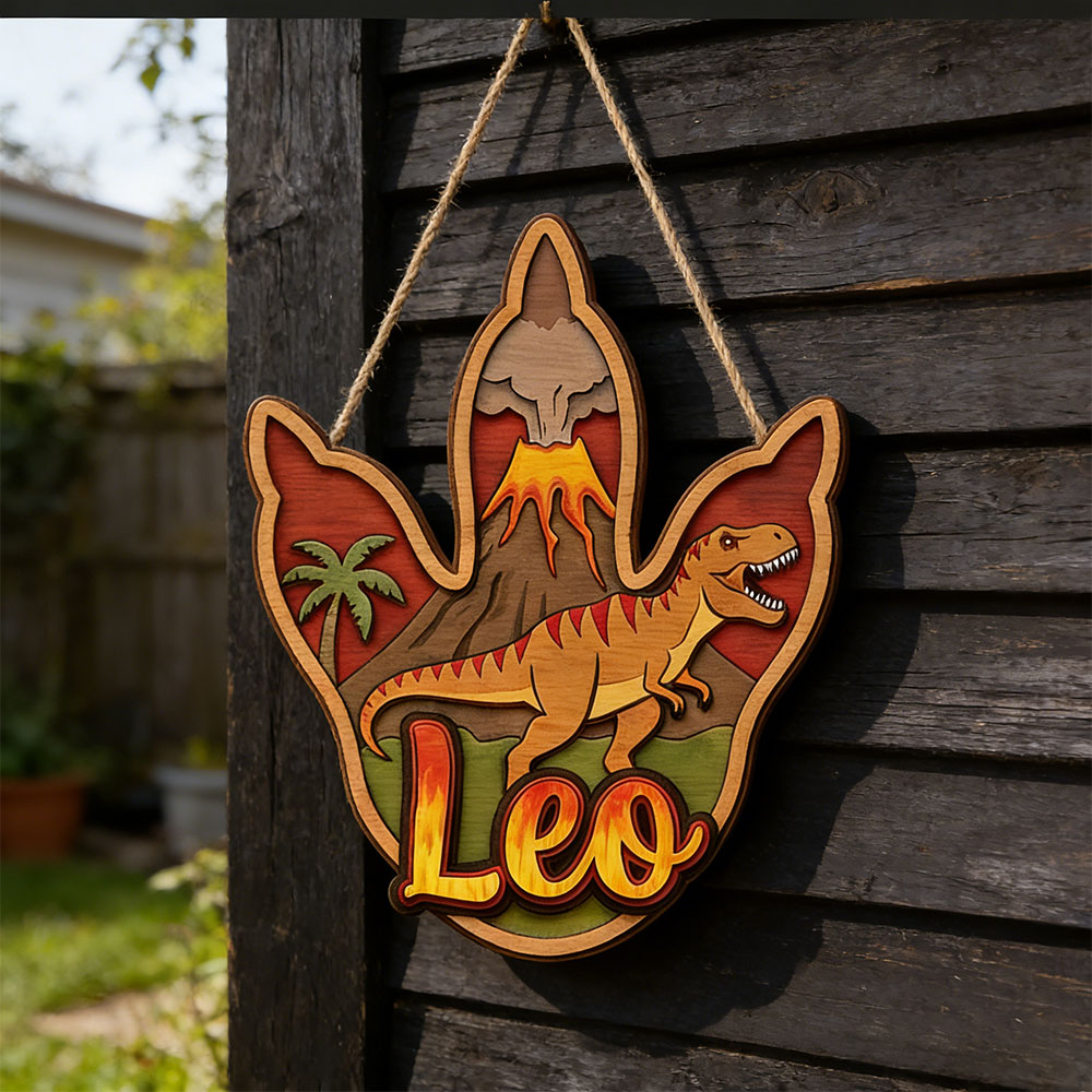 Plakat Gantung Kayu Nama Dinos - Baby Nursery Ornaments ulasan dan harga