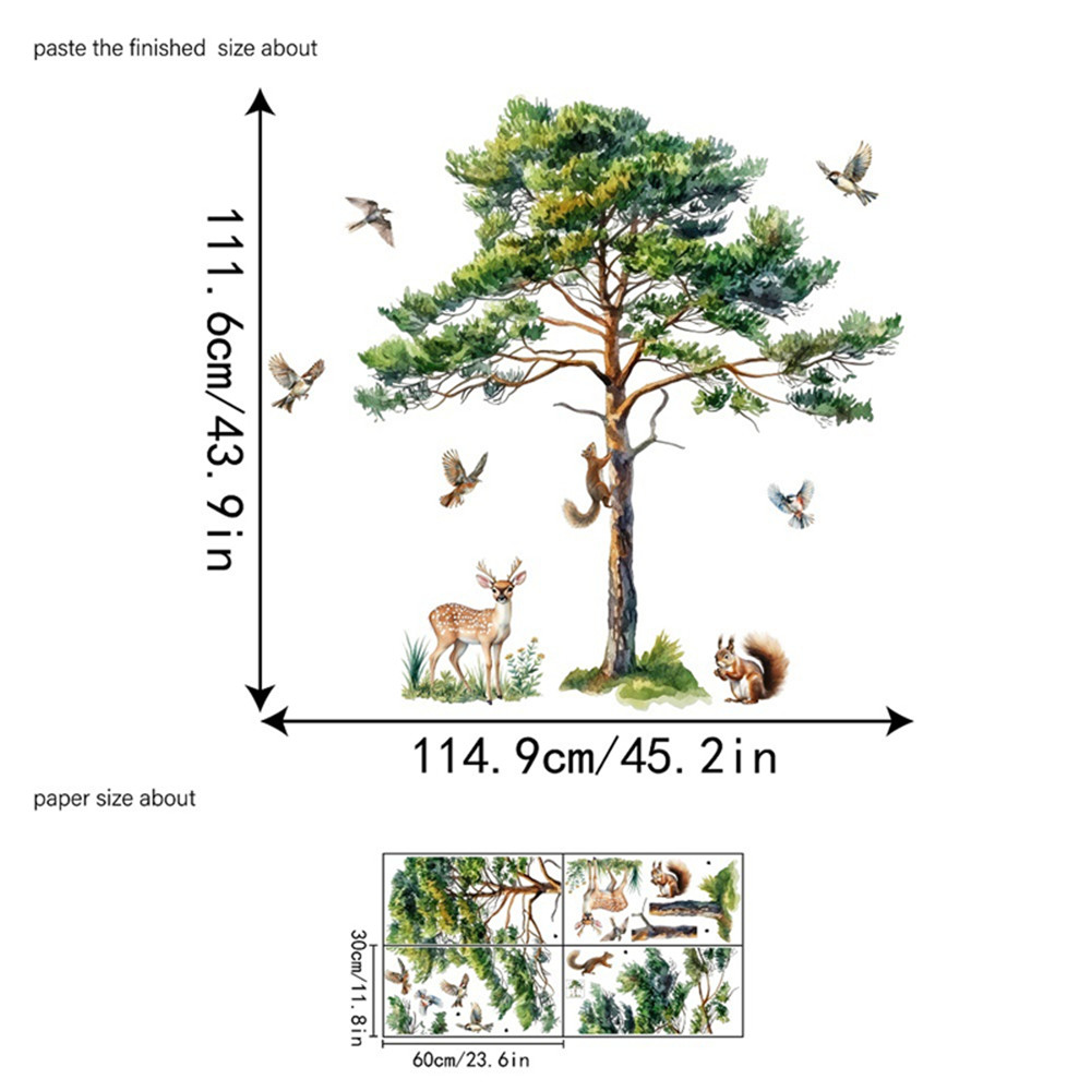 Stiker Dinding Pohon Pinus Bes - Baby Nursery Labels ulasan dan harga