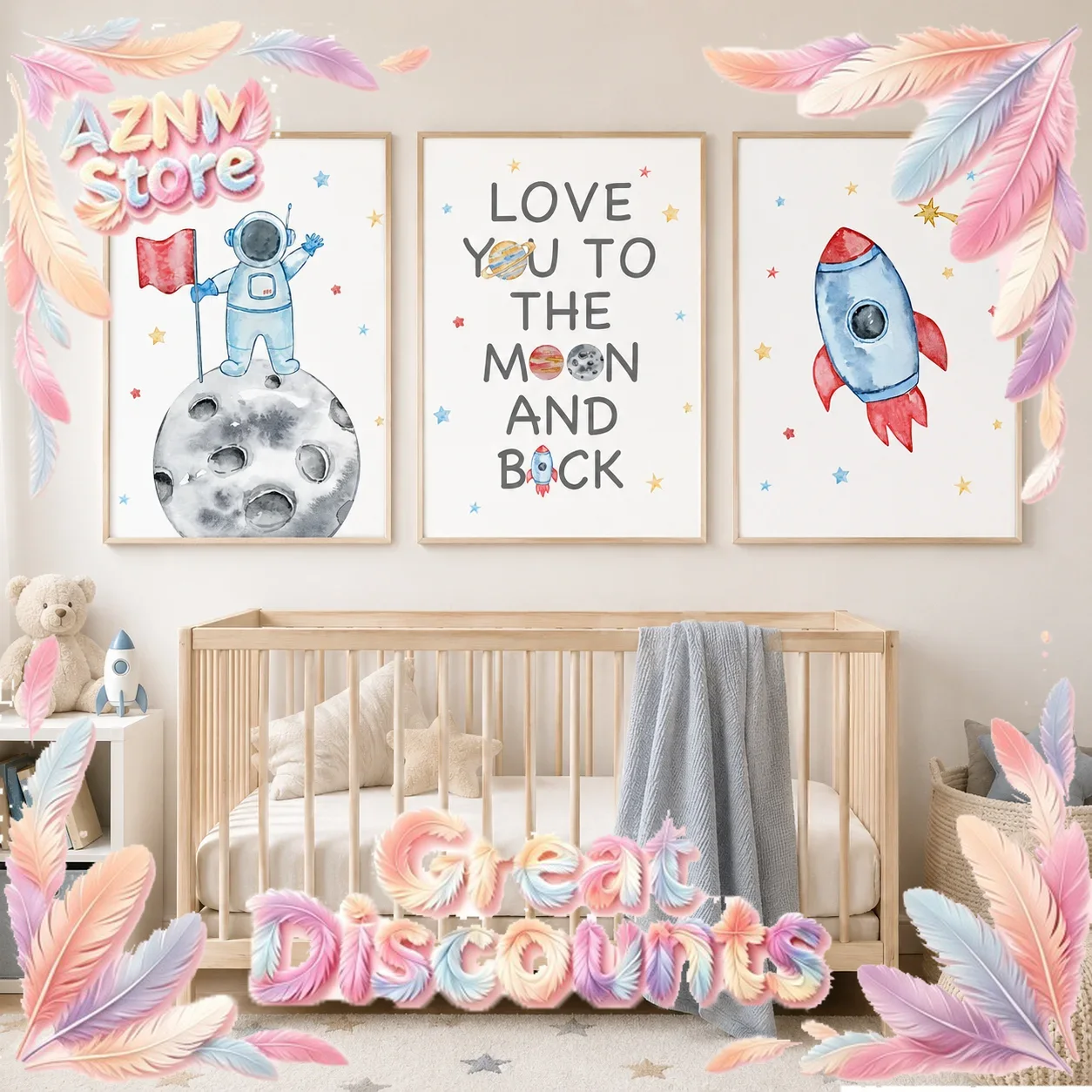Lukisan Kanvas Kutipan Astrono - Baby Boy Nursery Quotes ulasan dan harga