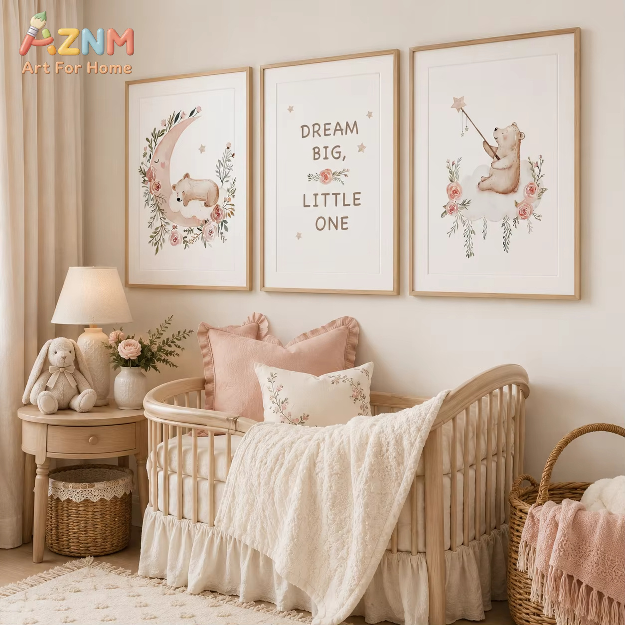 Seni Dinding Bunga AZNM, Lukis - Baby Boy Nursery Quotes ulasan dan harga