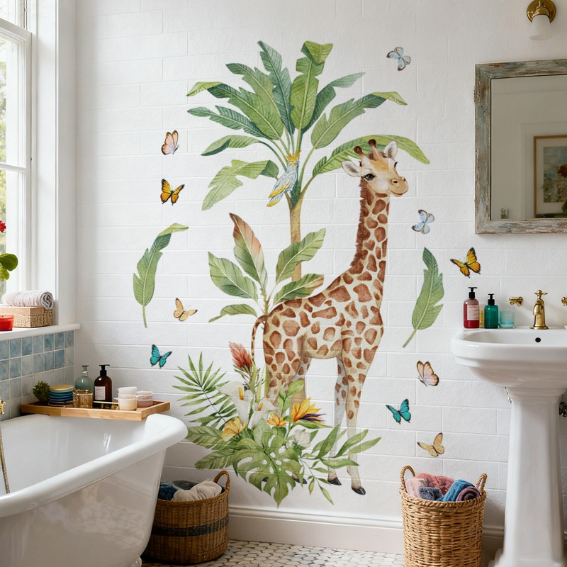 Stiker Dinding Jerapah Hewan H - Baby Nursery Murals ulasan dan harga
