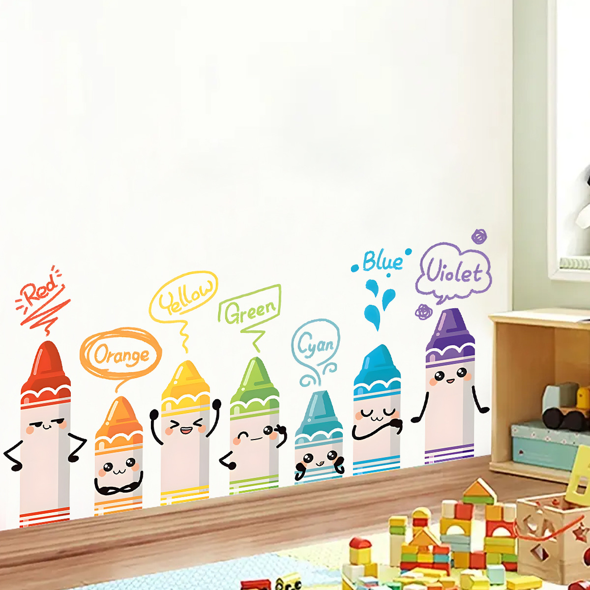 Stiker dinding pola krayon war - Baby Nursery Labels ulasan dan harga