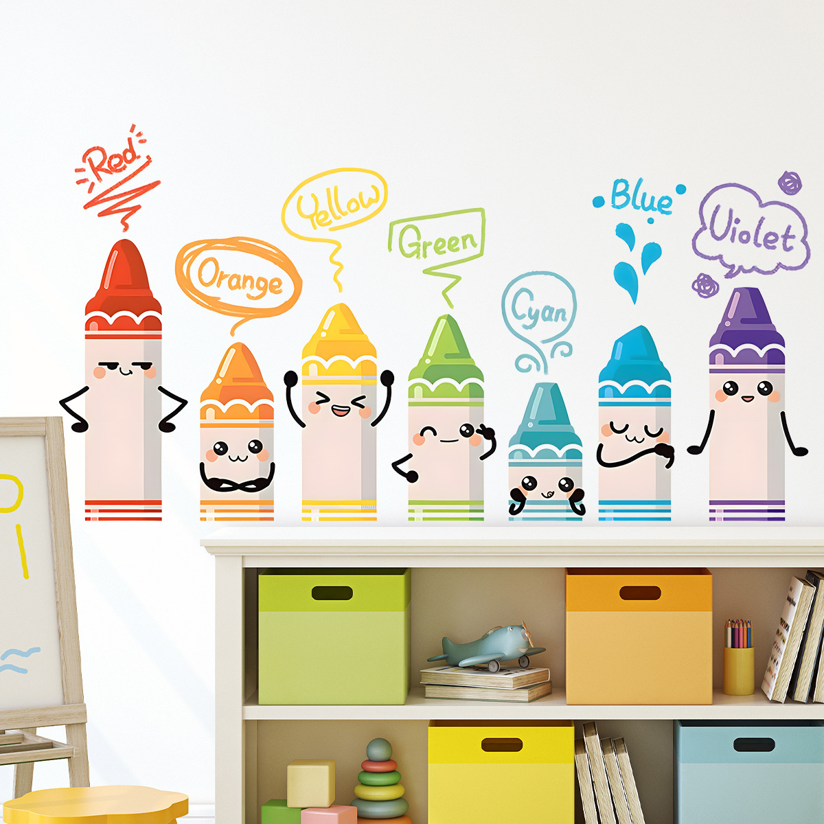 Stiker dinding pola krayon war - Baby Nursery Labels ulasan dan harga