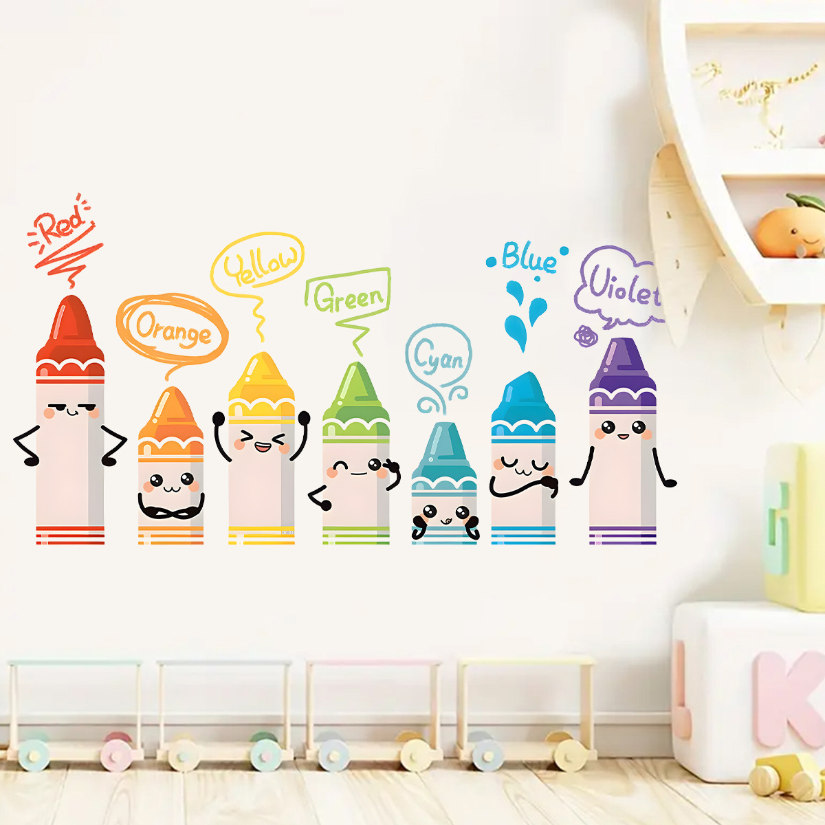 Stiker dinding pola krayon war - Baby Nursery Labels ulasan dan harga