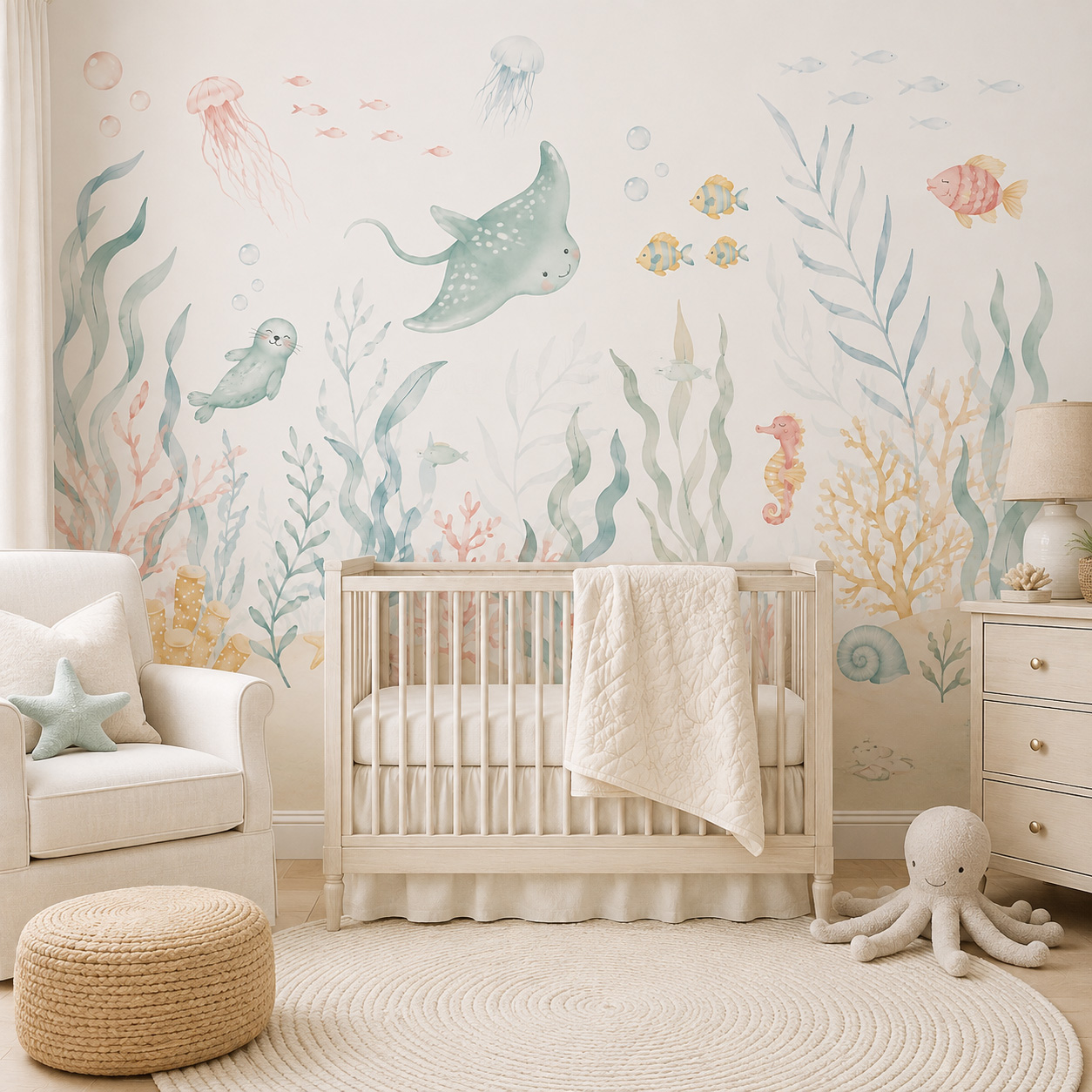 Wallpaper Hewan Laut Perekat S - Baby Nursery Peel And Stick Wallpaper ulasan dan harga