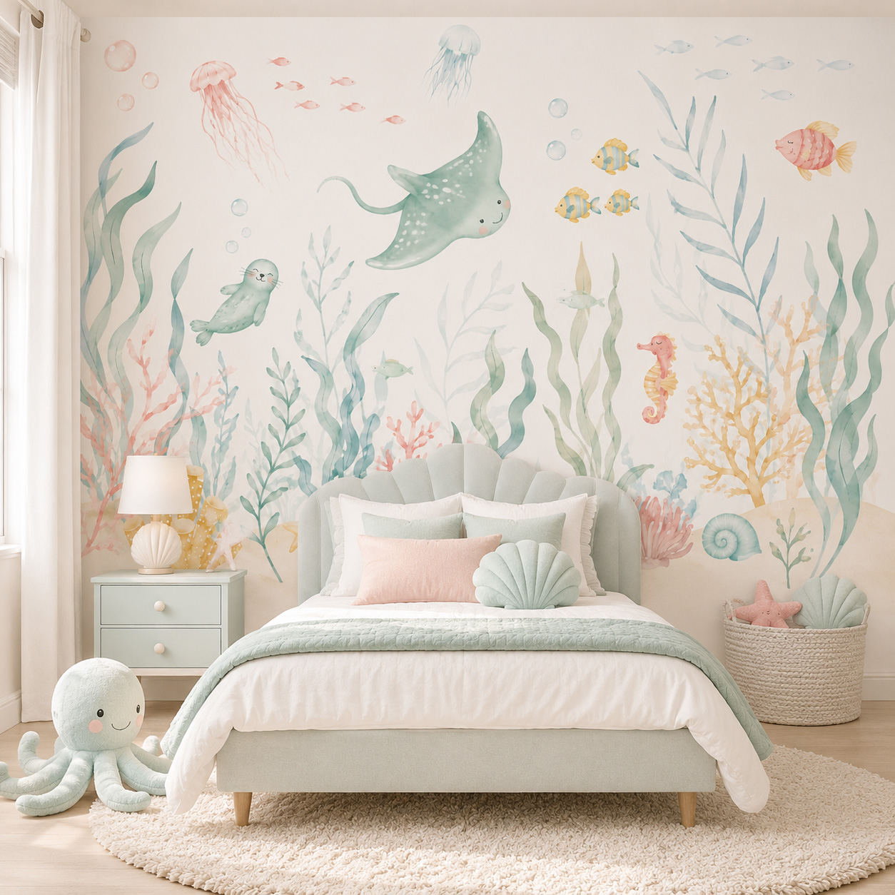 Wallpaper Hewan Laut Perekat S - Baby Nursery Peel And Stick Wallpaper ulasan dan harga