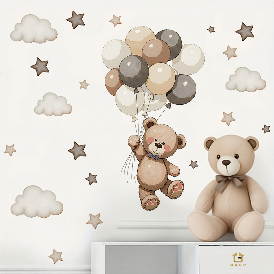 Stiker Dinding Beruang Teddy y - Baby Nursery Labels ulasan dan harga
