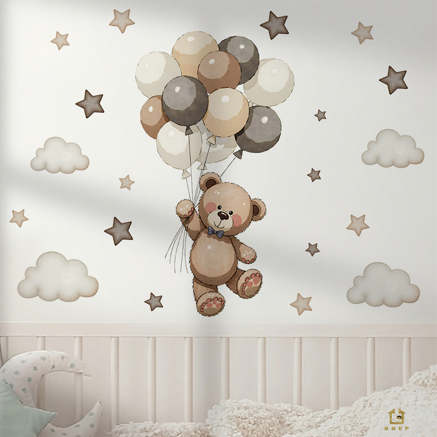 Stiker Dinding Beruang Teddy y - Baby Nursery Labels ulasan dan harga