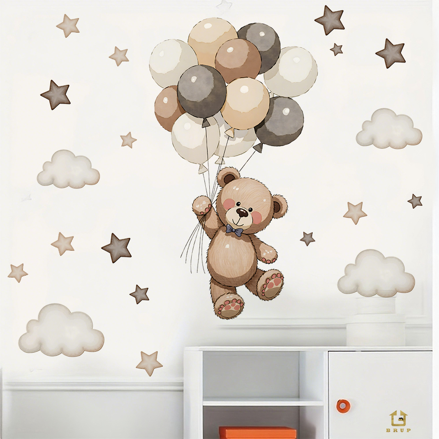 Stiker Dinding Beruang Teddy y - Baby Nursery Labels ulasan dan harga