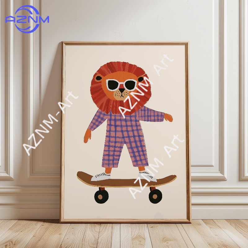 1 Buah Poster Skateboard Hewan - Baby Nursery Ornaments ulasan dan harga