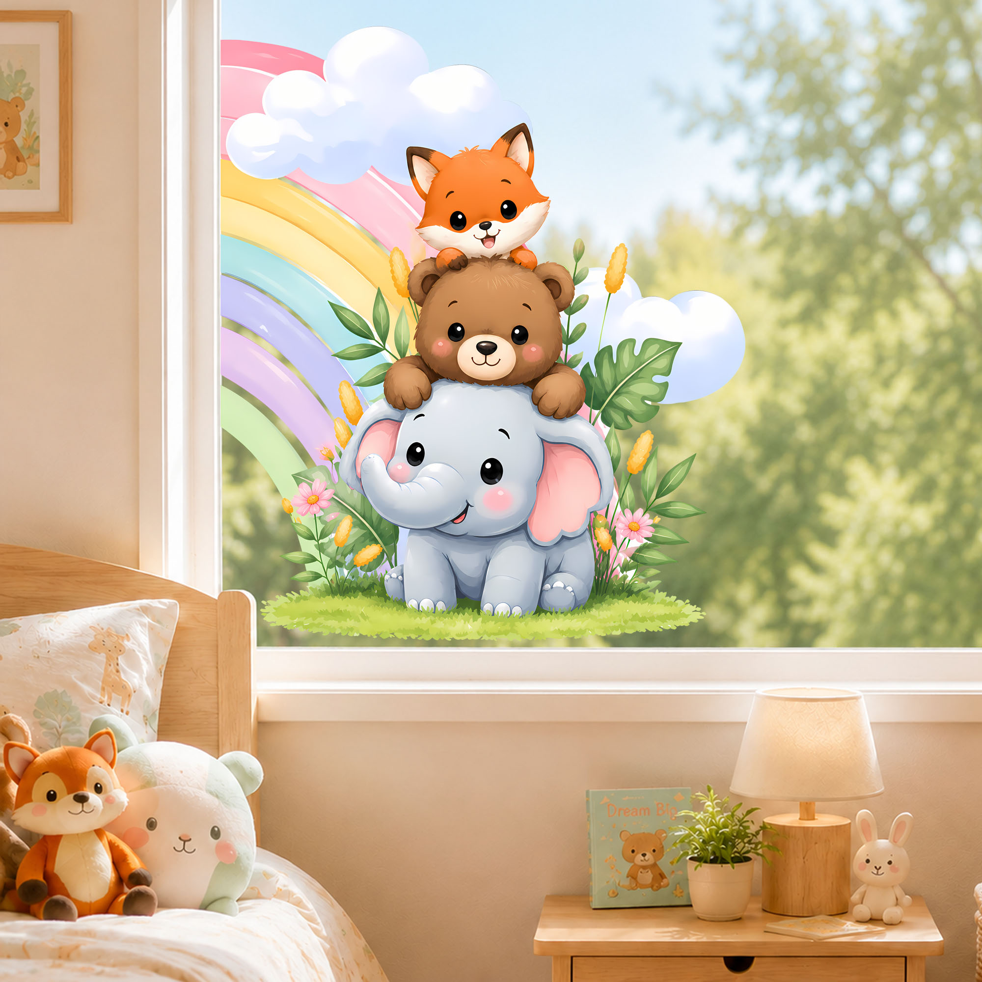 Stiker Kaca Pelangi Motif Gaja - Baby Nursery Labels ulasan dan harga