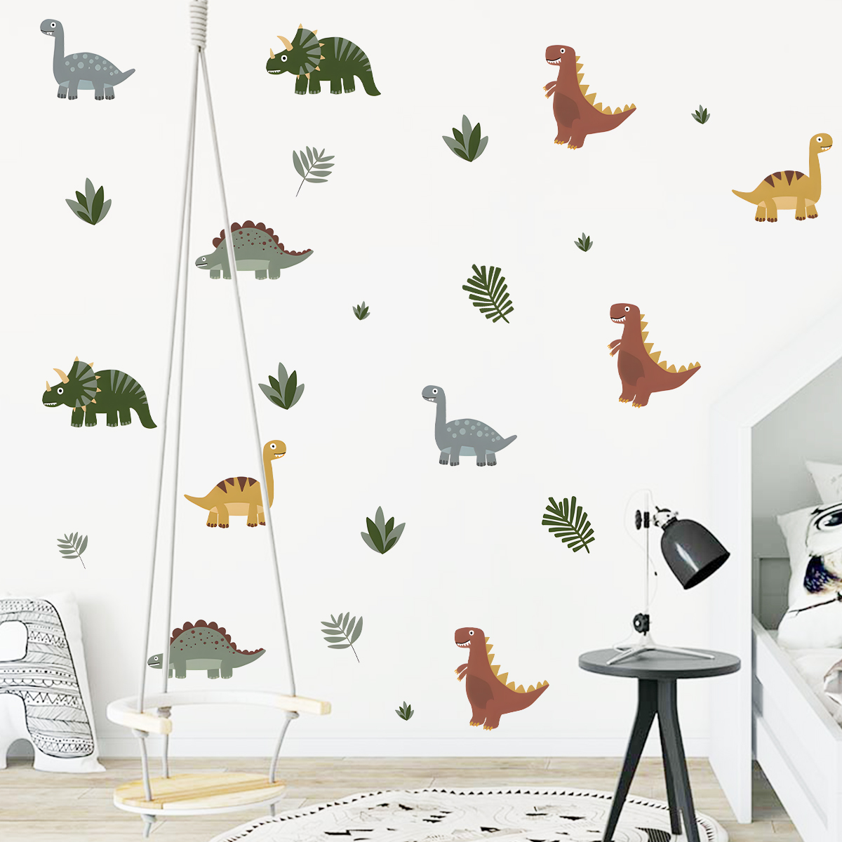 Stiker dinding hewan daun dino - Baby Nursery Labels ulasan dan harga