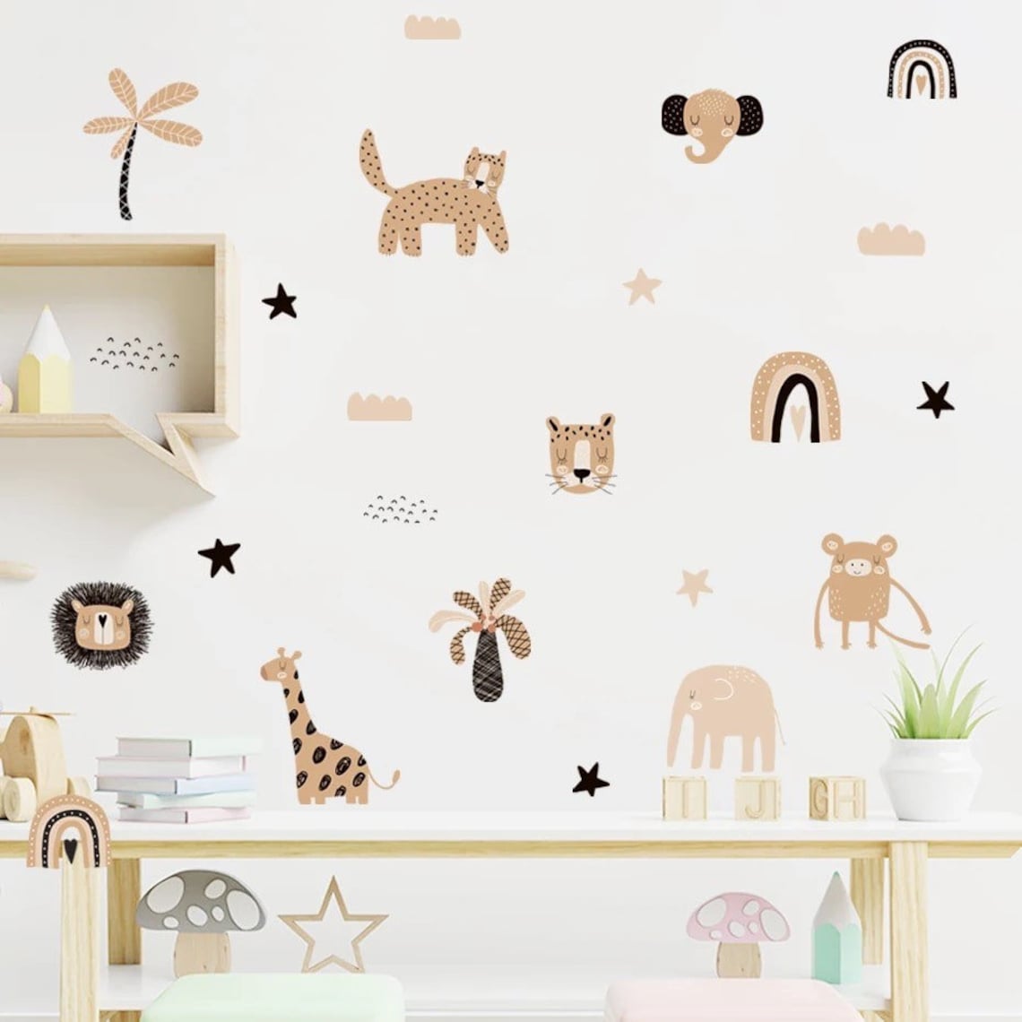 Boho Kartun Pelangi Bintang Wa - Baby Nursery Labels ulasan dan harga